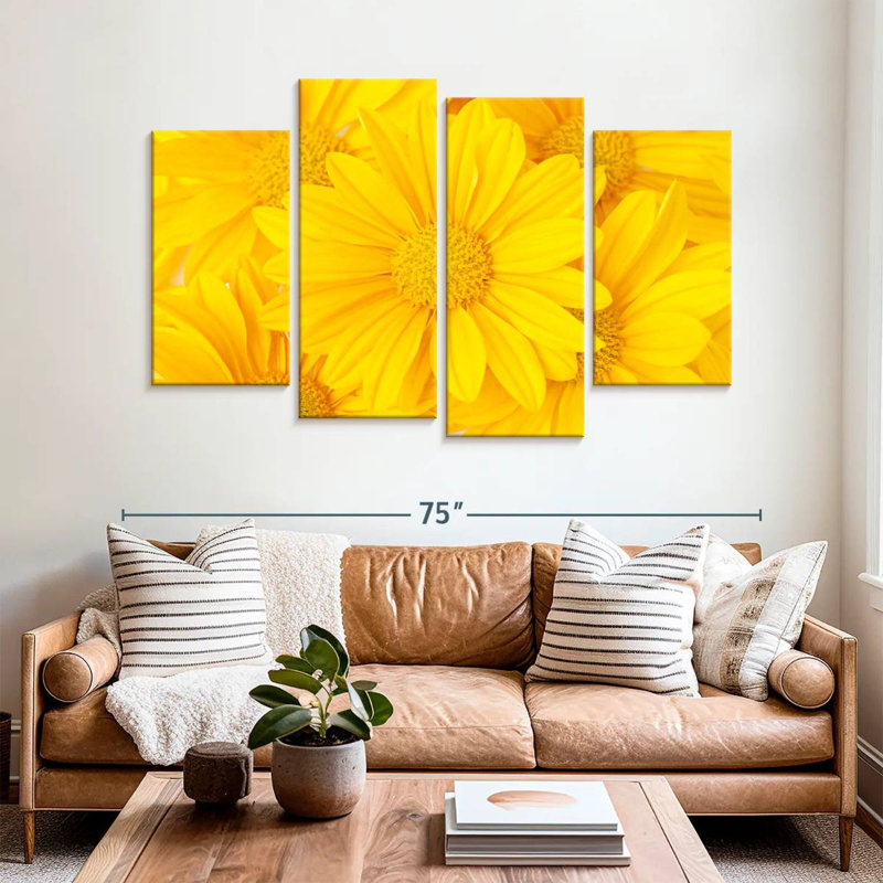 Harnek Floral Yellow Daisies, 42" H x 68" W