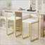 Tabouret de bar en velours - Structure dorée avec siège blanc crème