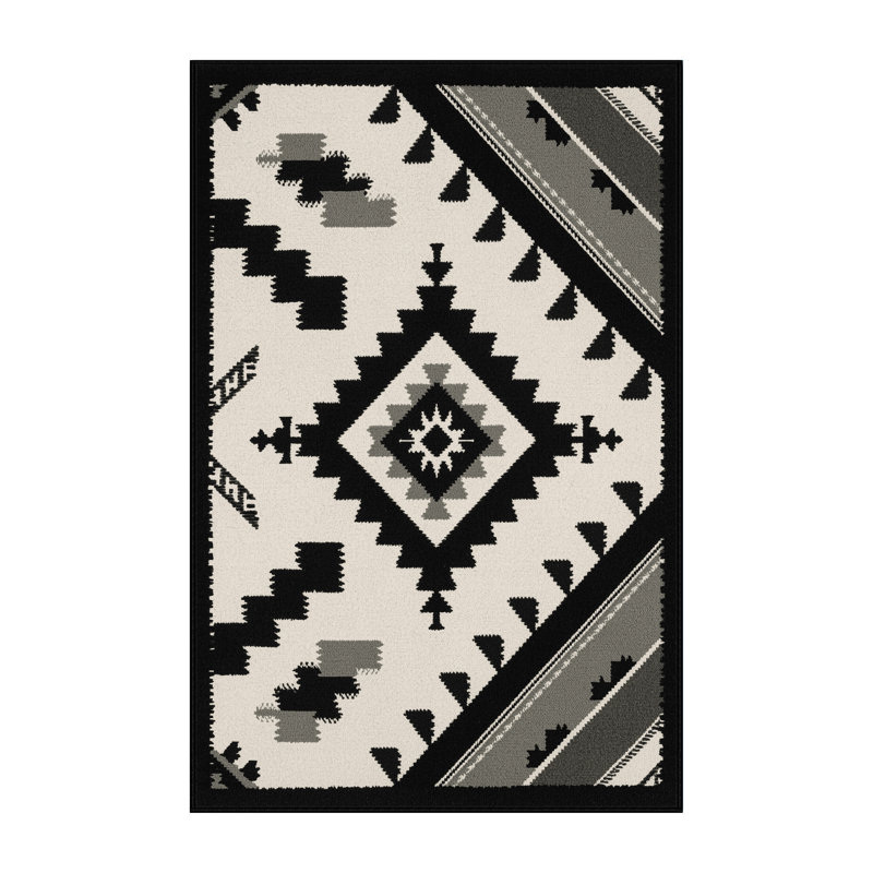 Tapis géométrique beige lavable à la machine Pauleta, 4 x 2
