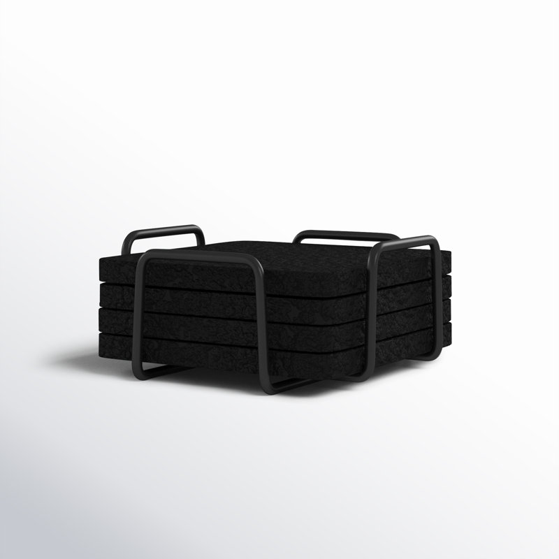 Ensemble de sous-verres en bois Wallis Godinger avec support, Noir