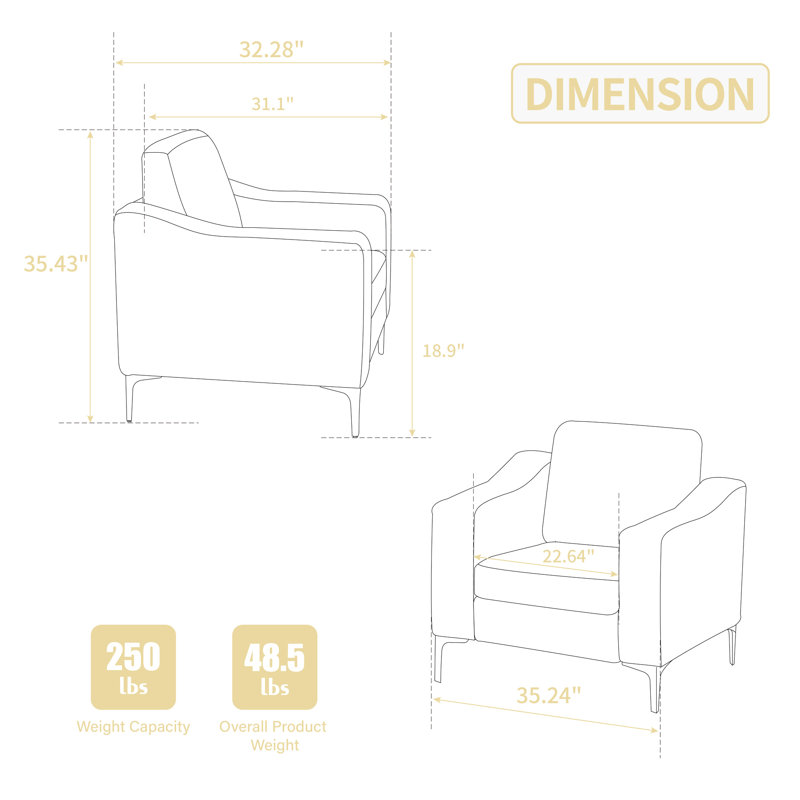 Accoudoir modulaire convertible en velours côtelé à une place Corduroy, Beige