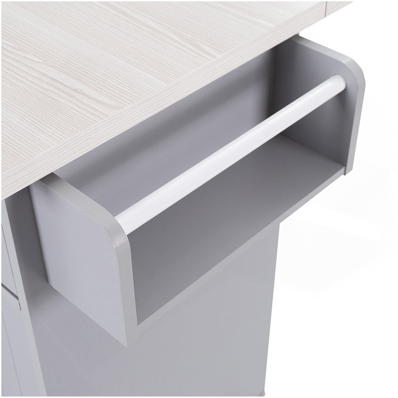 Kitchen Island With Trash Can Storage Cabinet, Kitchen Cart With Drop Leaf, Spice Rack, Towel Rack And Drawer, Rolling Kitchen Island On Wheels With Adjustable Shelf, Grey