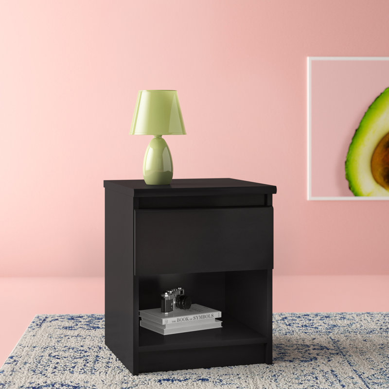 Ionică Manufactured Wood Bedside Table, Matte Black