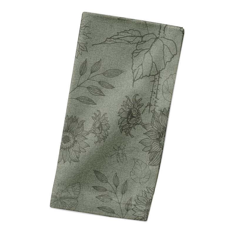 Amrah Cotton Floral Rectangle Napkin, Green