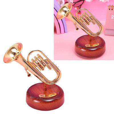 Boîte à musique classique trompette, saxophone artisanal exquis rétro pour instrument de musique, ornement 2057