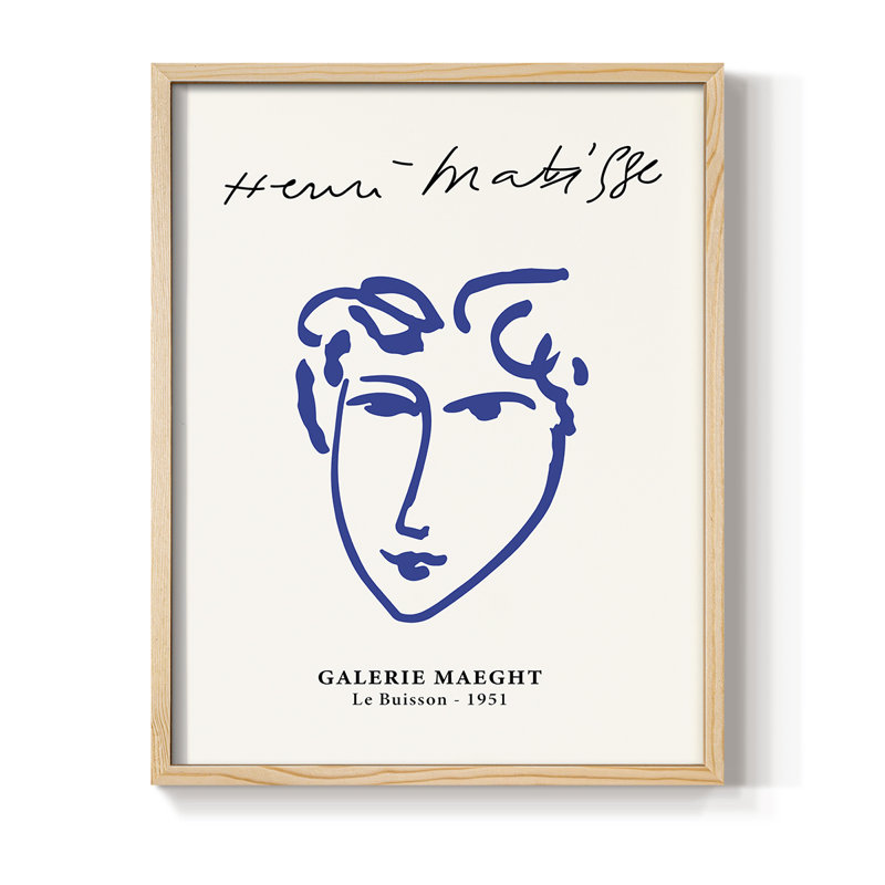 Matisse CVII, reproduction d'art encadrée - bois massif, H 11 po x l 9 po
