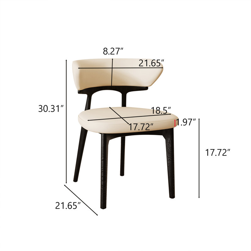 Modern Fully Assembled Dining Chairs Set Of 4, White Faux Leather With Black Solid Wood Legs, 4