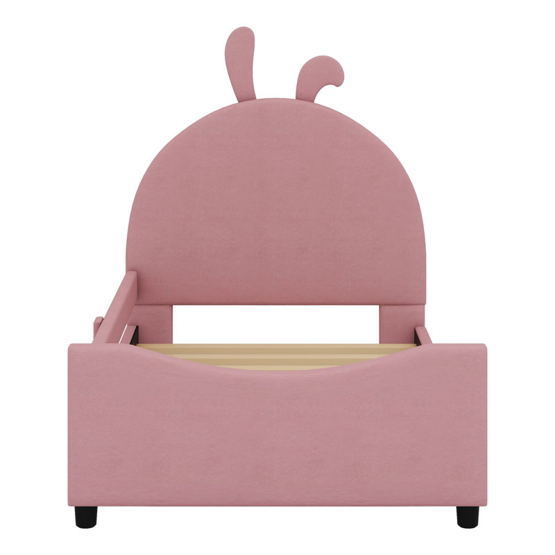 Upholstered Daybed With Rabbit Ear Shaped Headboard, Pink