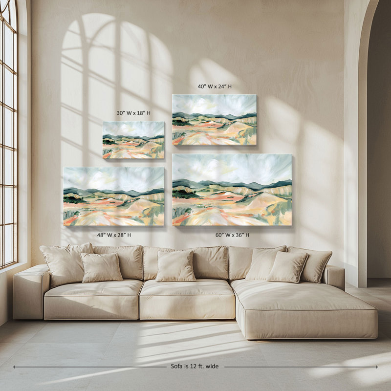 "Vermillion Landscape III" par Katrina Pete, reproduction sur toile, H 28 po x l 48 po