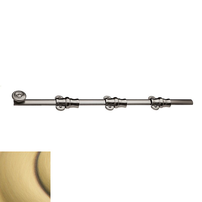 Ornamental Surface Bolt, 3" H x 13.3" W x 1.7" D, Satin Brass with Brown