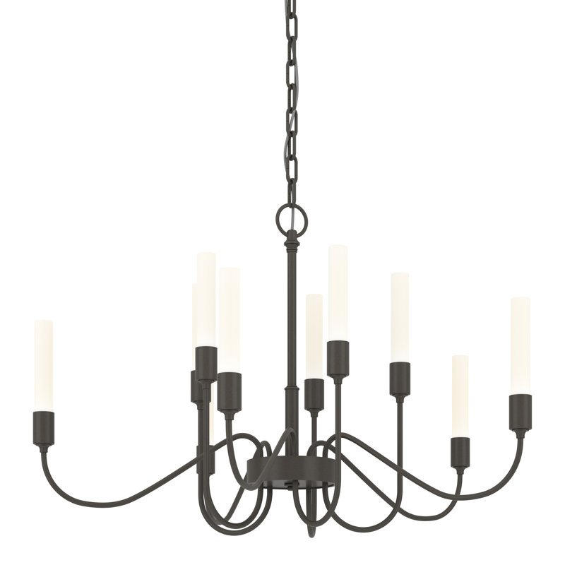Lustre classique / traditionnel à 10 lumières de style bougie Lisse, Fumée foncée