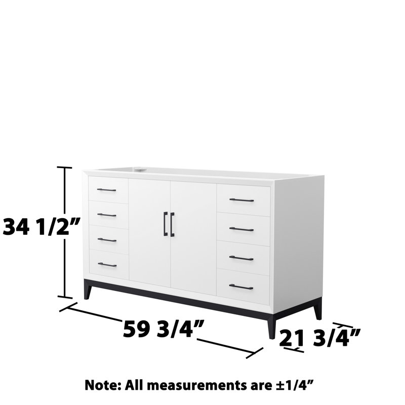 59.75'' W Single Bathroom Vanity Base, White/Matte Black