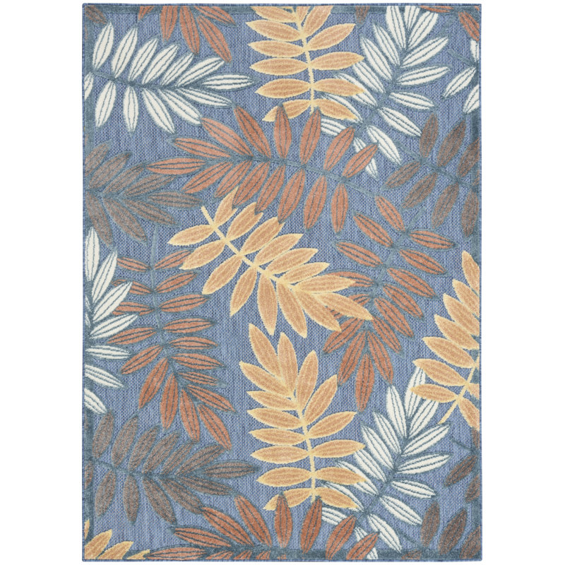 Lakesha 3'6" x 5'6" Blue Rose Modern Rug, Rectangle 3'6" x 5'6"