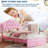 Twin Size Upholstered Princess Bed Frame with LED Lights and Storage Drawer, Faux Leather Platform Bed-1268482105