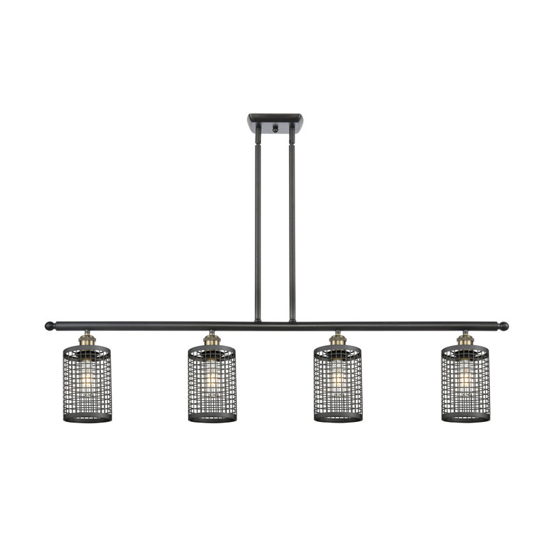 Luminaire suspendu cylindrique à 4 lumières Peraza, Laiton antique noir