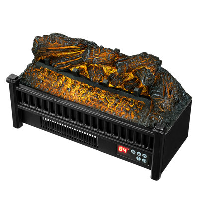 20 Inch Electric Log Fireplace Heater 1500w Fast Heating 5 Flame Brightness Color Choices Timer Remote Control Precise Temperature Multiple Protections Black Abs