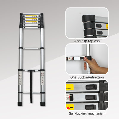 Aluminum Telescoping Extension Ladder 300 lbs Load Capacity