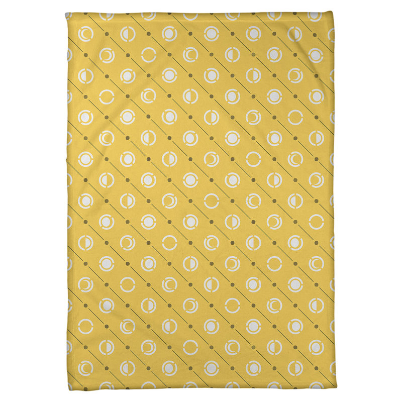 Couverture polaire moon phases, l 60 po x L 80 po, Jaune / Noir