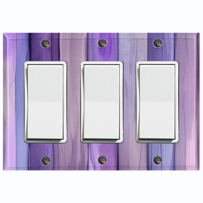 Purple Wood Tree Bark Print Nature Themed 3 - Gang Toggle Light Switch Standard Wall Plate
