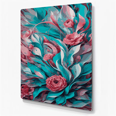 Abstrait floral 37, art mural vert en métal