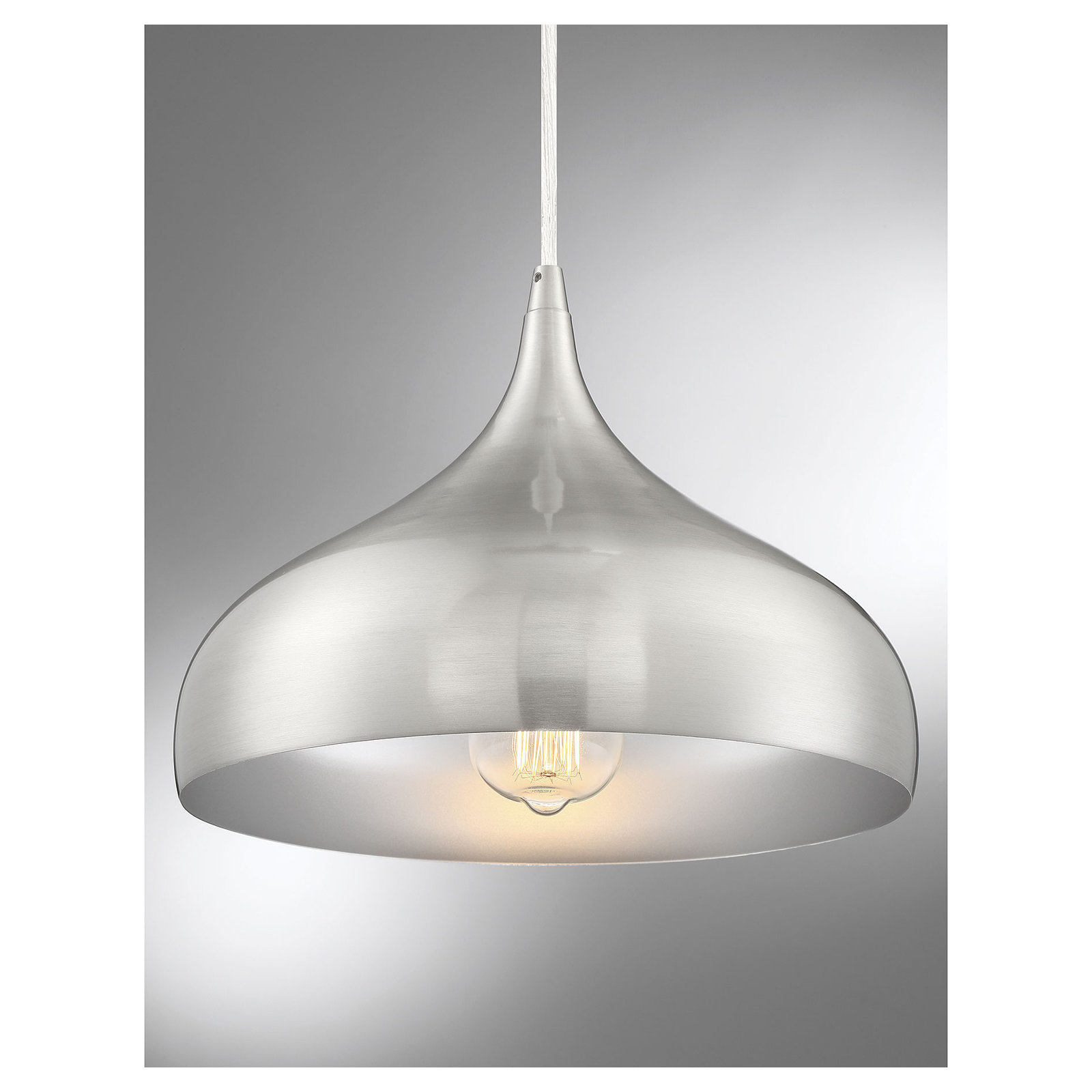 Marselia Single Light Metal Dimmable Plug-in Pendant, Brushed Nickel