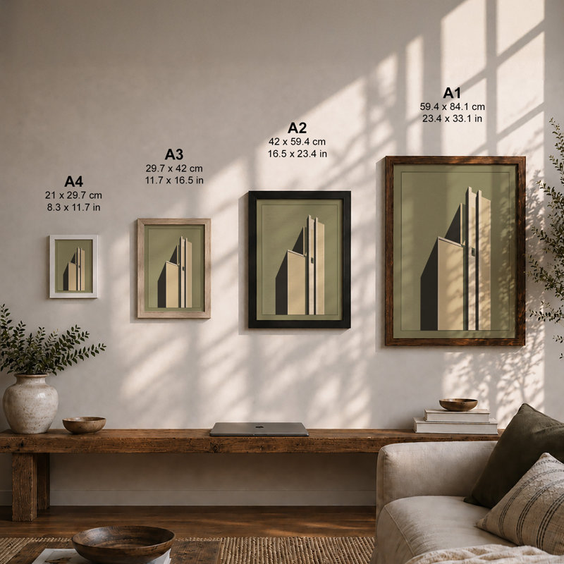 Modern Tower Industrial - Print, A1 - 84.1 x 59.4 cm, Oak