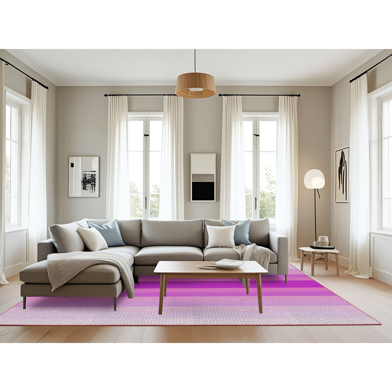 Tapis rose à rayures Khaled, Rectangle 8 pi x 12 pi