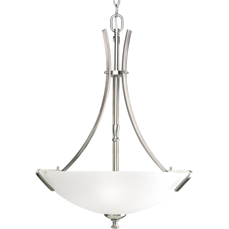 Luminaire suspendu bol simple 3 lumières Charleston, Nickel brossé
