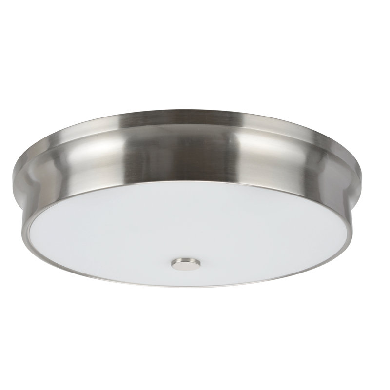 Plafonnier encastré à del à tambour simple 15 po Beckwood, Nickel satiné