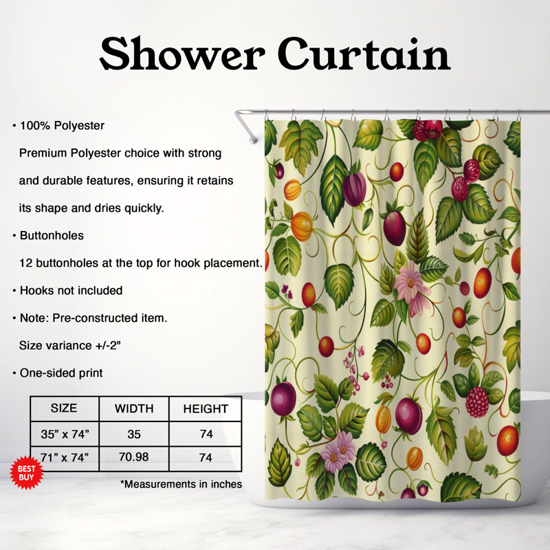 Blooming Citrus - Premium Shower Curtain, 74"H x 71"W
