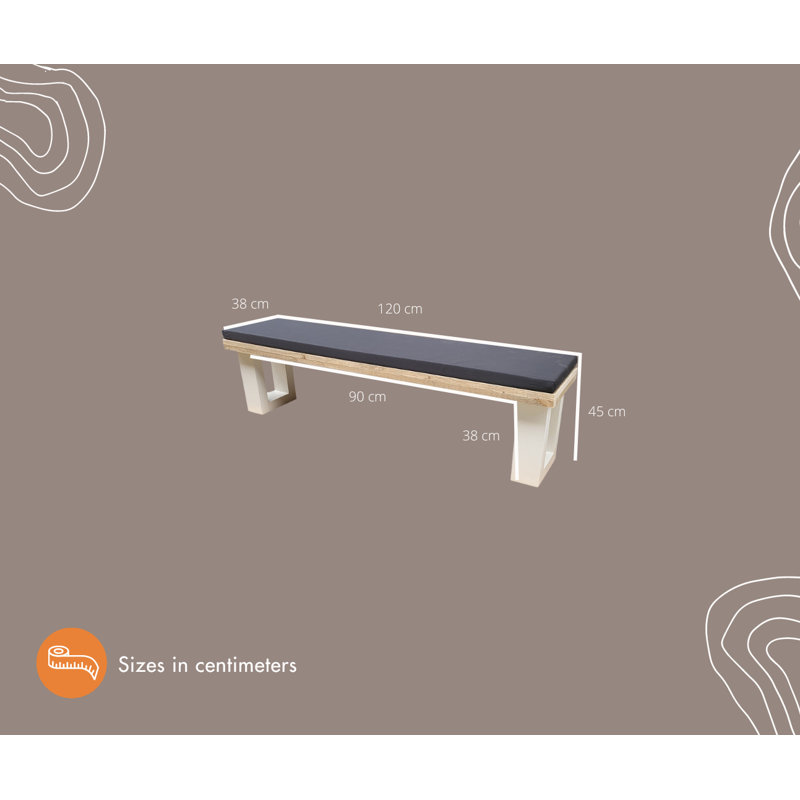 Antwun Wood Outdoor Bench, 40cm H x 120cm W x 38cm D, Black/White