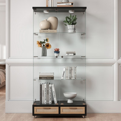 Vitrine moderne en verre avec grands tiroirs