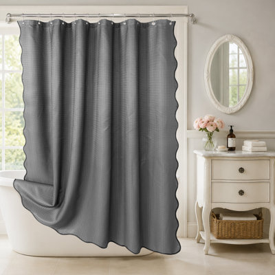 Waffle Scalloped Shower Curtain For Bathroom