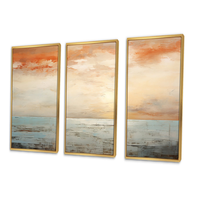 Ensemble d'art mural Pinheiro, Cadre flottant doré, H 28 po x l 36 po x P 1 po