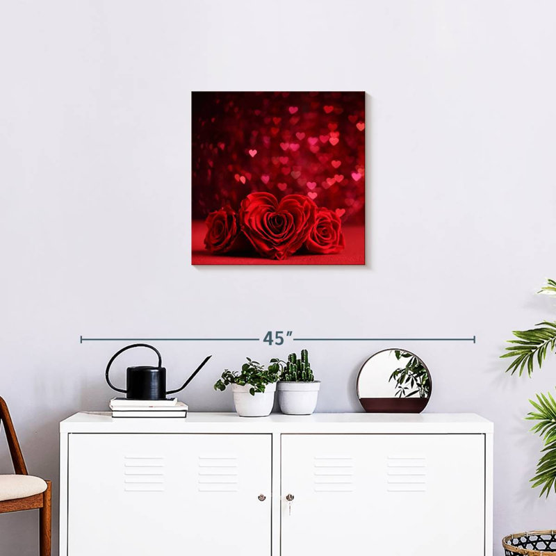Roses et cœurs rouges Lelend, H 20 po x l 20 po