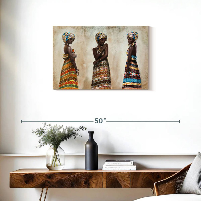 Trio africain Leisha, H 20 po x l 30 po