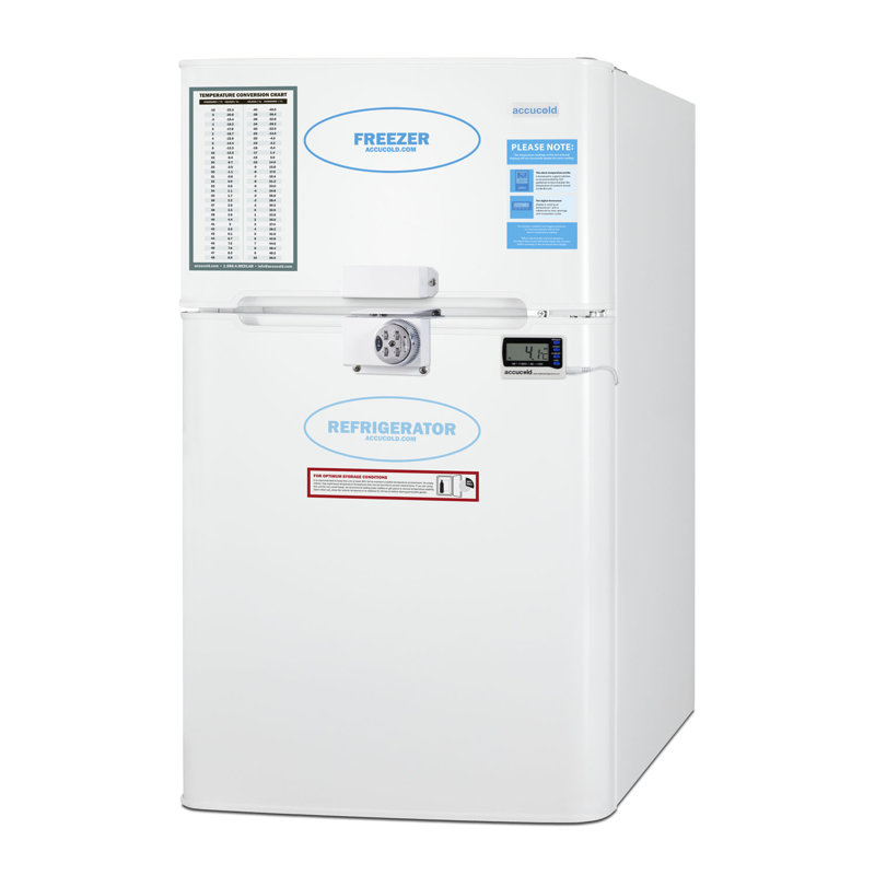 Summit Appliance Accucold by Summit 3.2 Cubic Feet Top Freezer Freestanding Mini Fridge, Yes