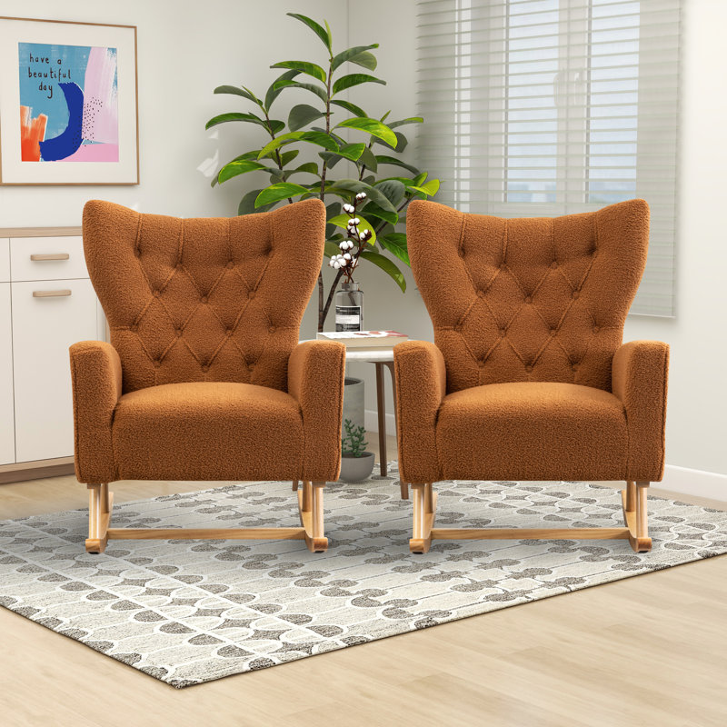 Chaise berçante Jahsun, Bouclé caramel