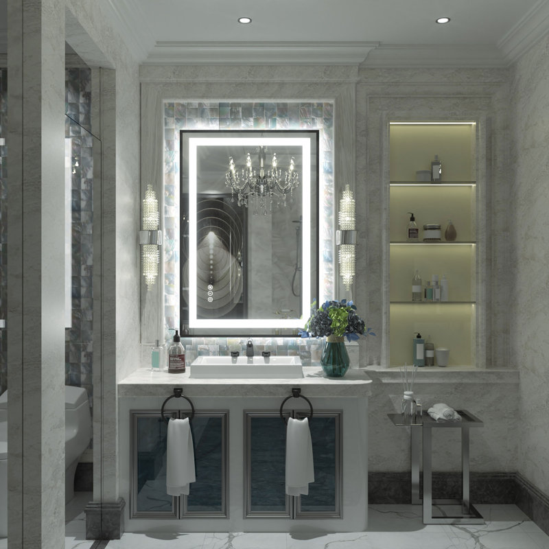 Wayfair Basics® UL Certified Front & Back LED Anti-Fog Tempered Glass Framed Bathroom/Vanity Mirror, 36" x 24"