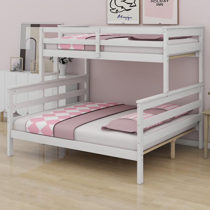 Lit superposé en bois durable équipé d'une échelle stable, White