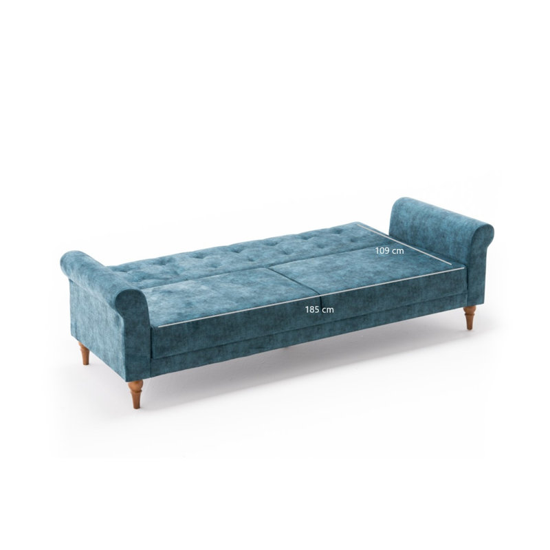 Canapé-lit rembourré 87,8 po Lyndsey, 100 % polyester turquoise