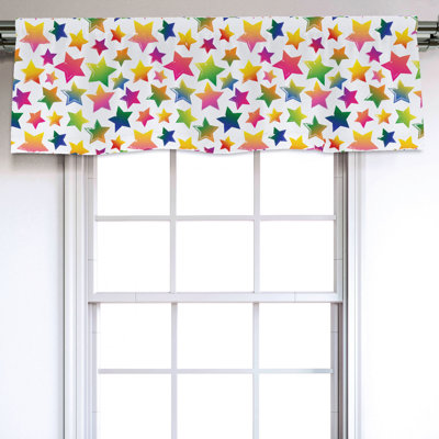 Sateen Geometric Ruffled Window Valance