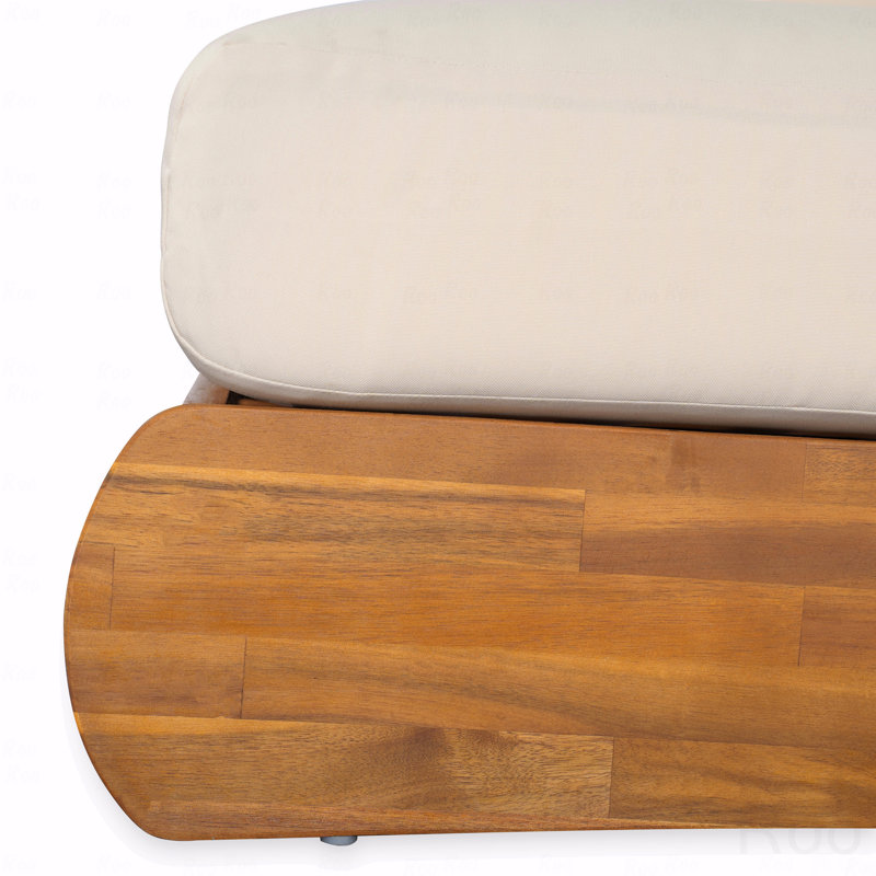 Canapé d'extérieur 3 places paresseux, bois d'acacia, Beige