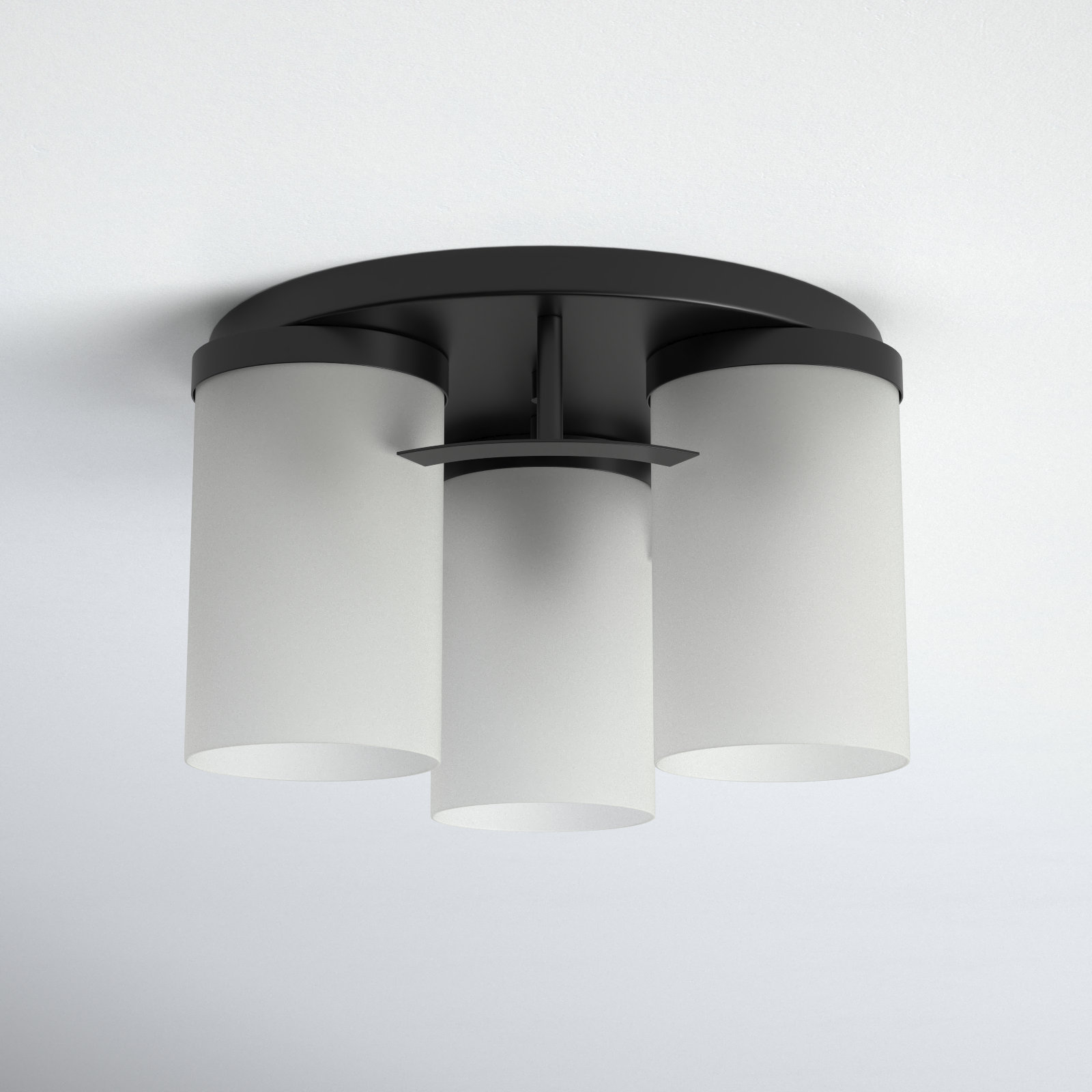 Rudaigh 3 Light Glass Flush Mount, Black
