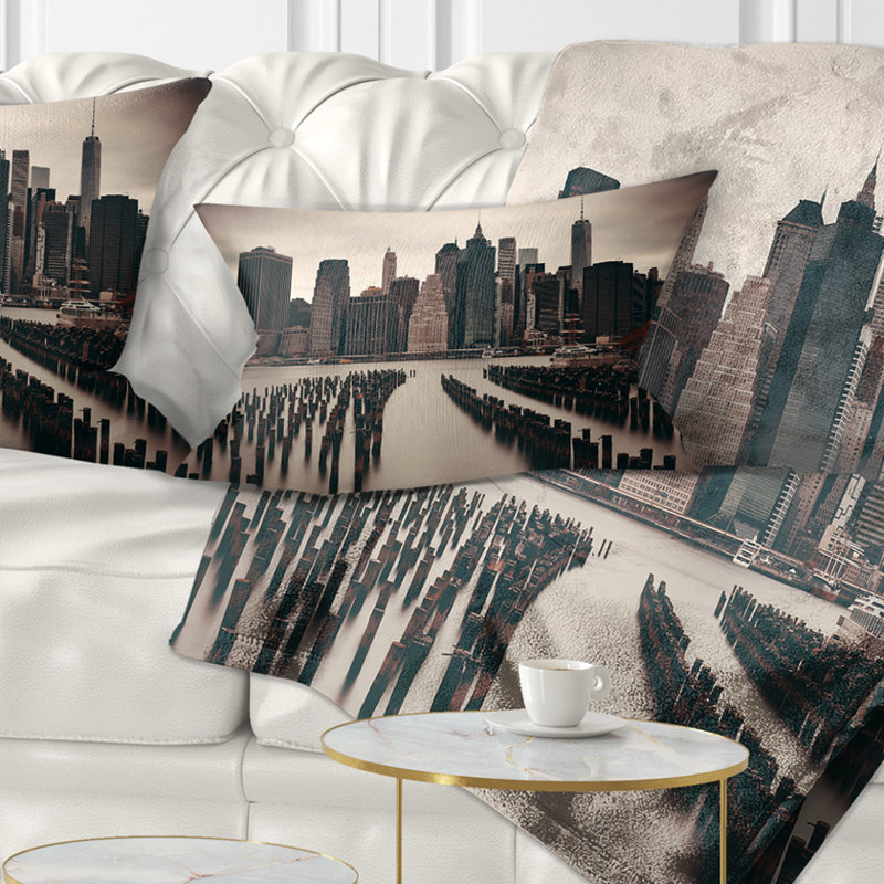 Coussin Cityscape Manhattan, Rectangulaire, 12 po x 20 po
