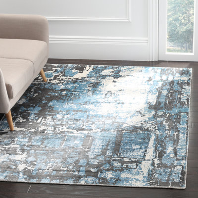Tapis bleu tissé à la main Mcelroy