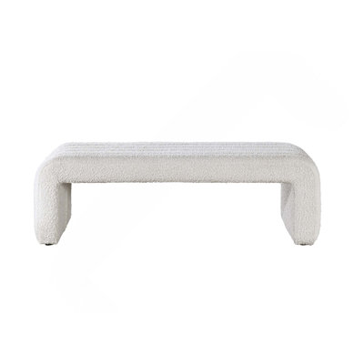 Beige Boucle Uphlstered End Of Bed Bench