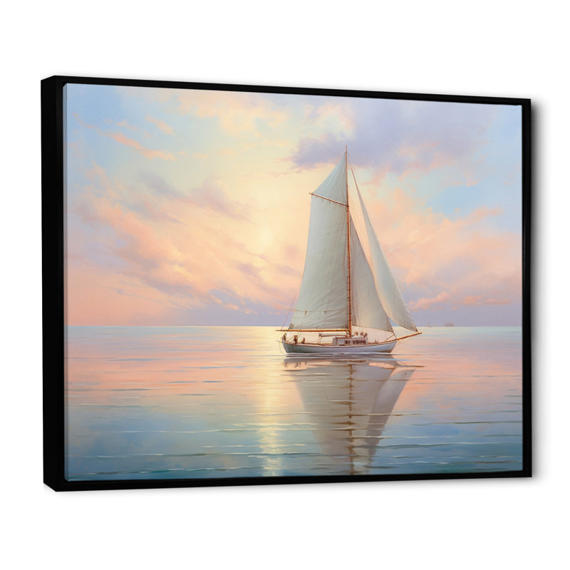 Sailboat Sailing Serenade II - Sailing Boat Wall Art Prints, Cadre flottant noir, H 16 po x l 32 po x P 1 po