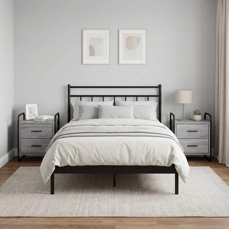 40 cm W Galvanised Steel Bedside Table, Grey Sonoma
