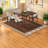 Space-saving Modern Dining Table Set, Solid Wood & Linen Chairs, Stylish For Kitchen